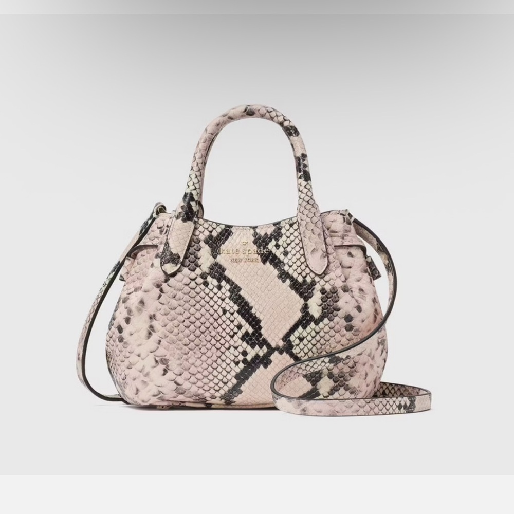 Kate Spade Dumpling Bag Blush Cream and Black Snake Satchel